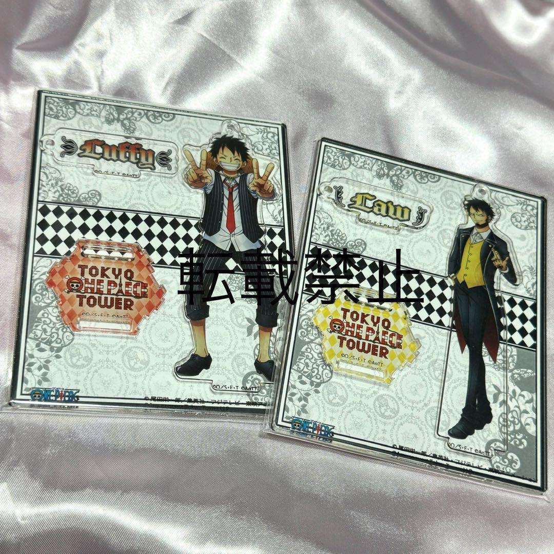 Set Of 2 One Piece Tower 4Th Anniversary Acrylic Stand Roll Luffy