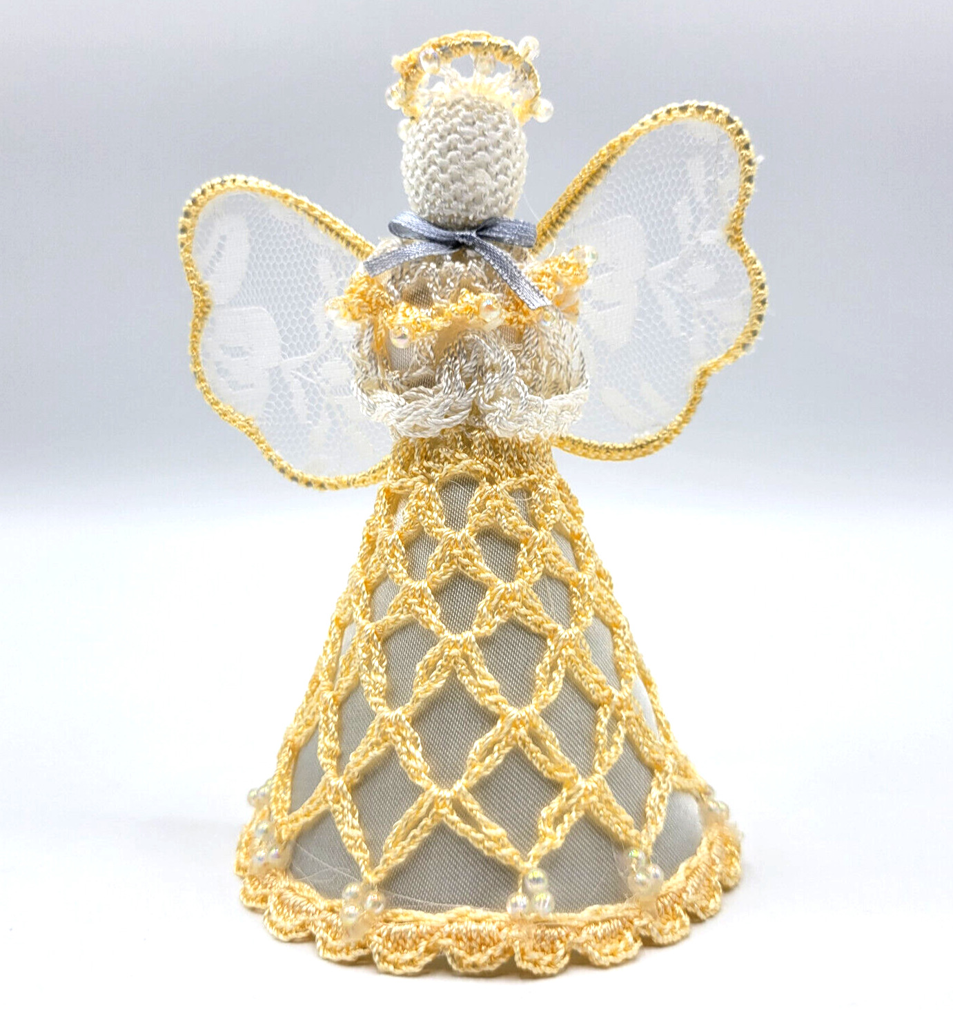 Angel Figurine Christmas Holiday Crochet Lace Valentine Collectible Handmade 6\