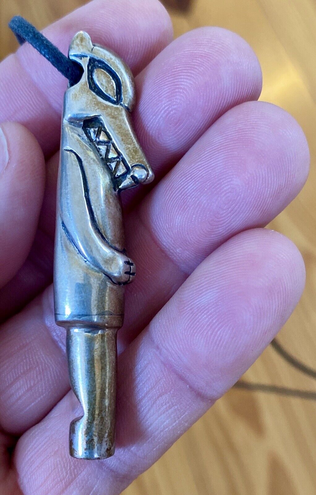 Northwest Coast Heavy Sterling Silver hand made Wolf Whistle Pendant