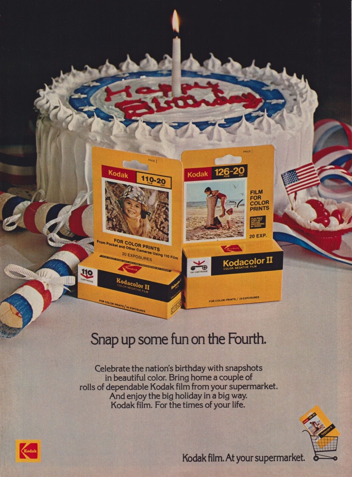 Kodak Kodacolor Film Vintage 1975 Print Ad Page Happy Birthday USA 4th of July