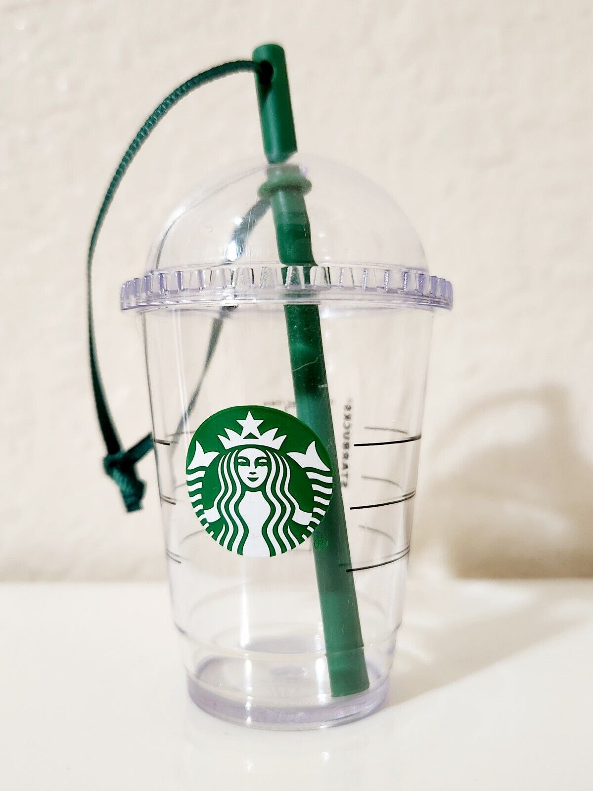Starbucks Acrylic Cold Dome Grande Frappuccino Cup Straw Christmas Ornament ~NEW