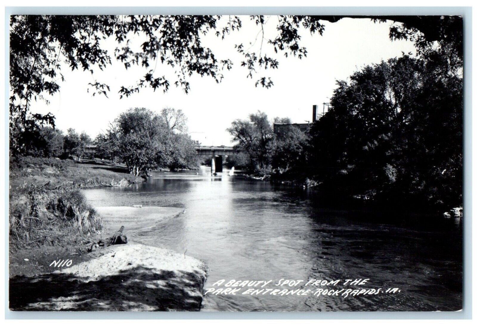 c1940's Beauty Spot From The Park Entrance Rock Rapids IA RPPC Photo Postcard
