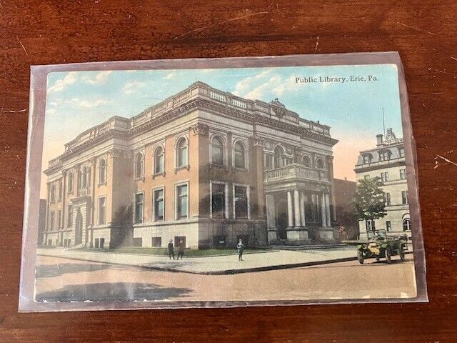 Postcard Erie Pennsylvania - Public Library - Postmarked 1913