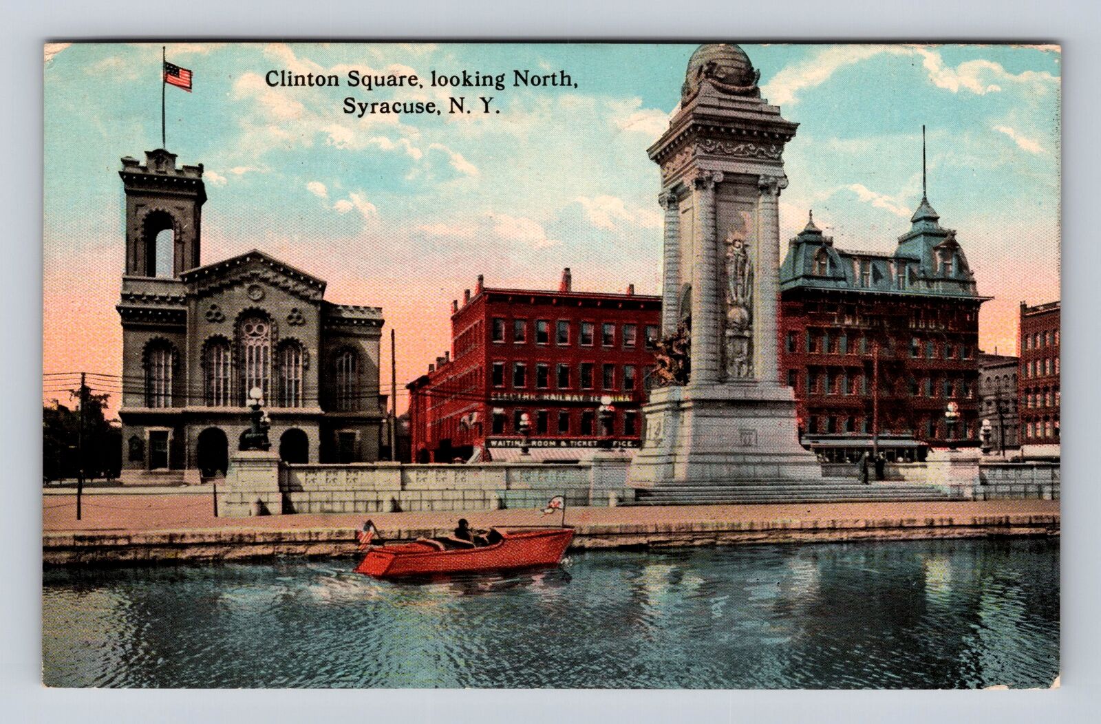 Syracuse NY-New York, Clinton Square Looking North, Vintage c1913 Postcard