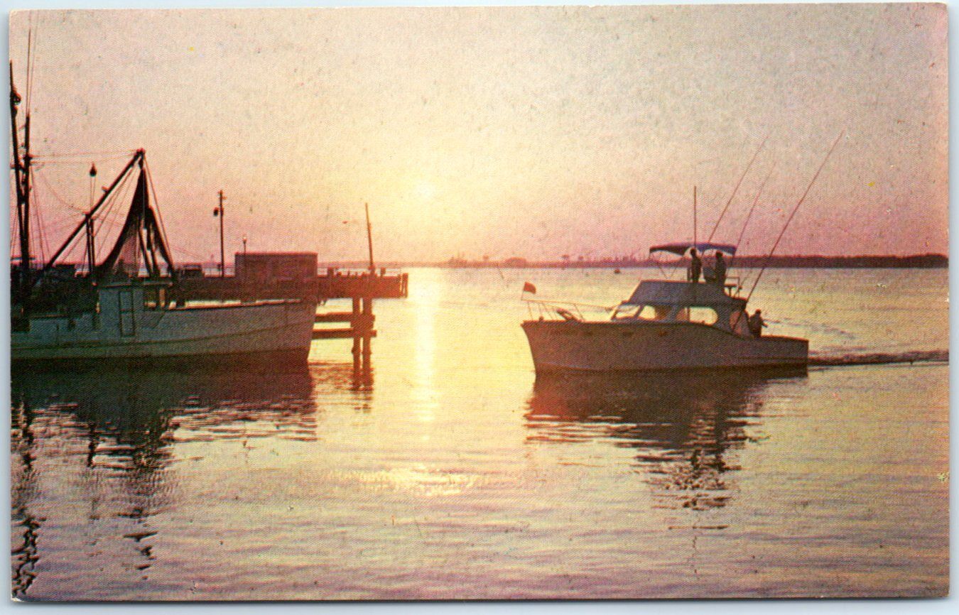 Postcard - Docked Fishing Boats - Cape May, New Jersey