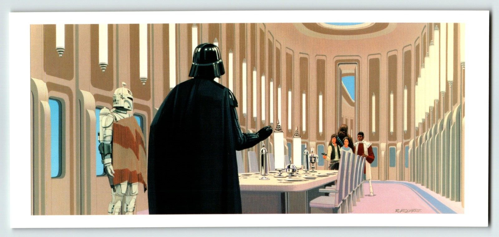 Postcard Star Wars Ralph McQuarrie Vader\'s Dining Room Pano Illustration