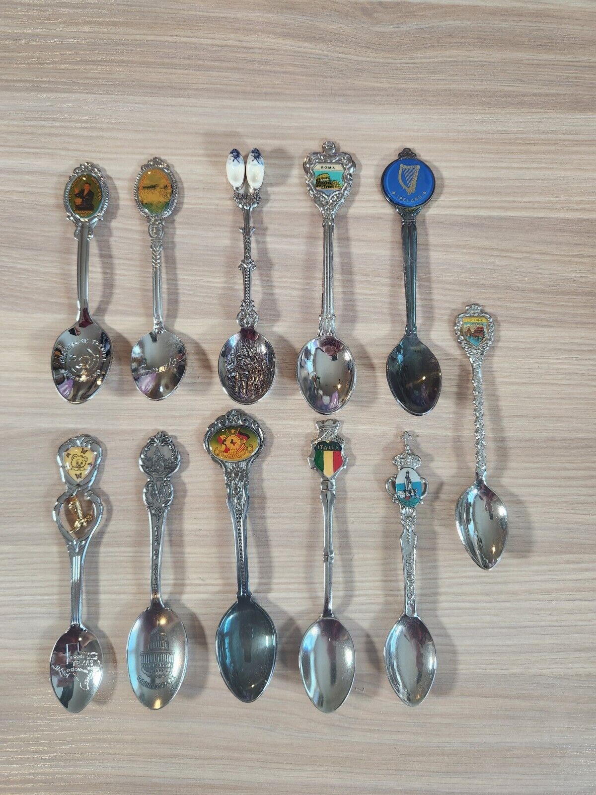 Vintage Mixed Lot of 11 Travel Souvenir Collector Spoons US Europe