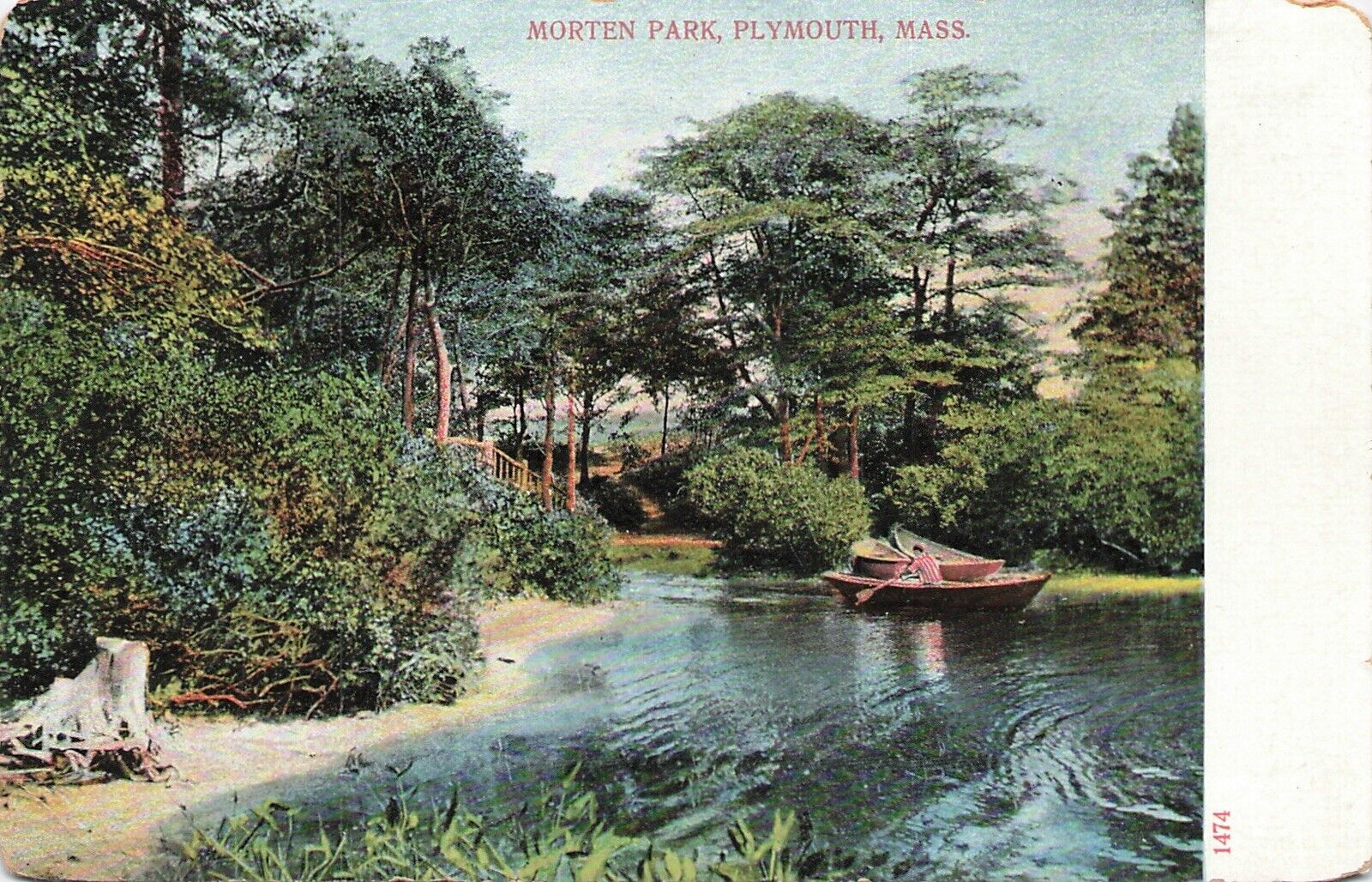 Morten Park Pond Row Boats Plymouth Massachussetts 1907 Undivided Back Postcard