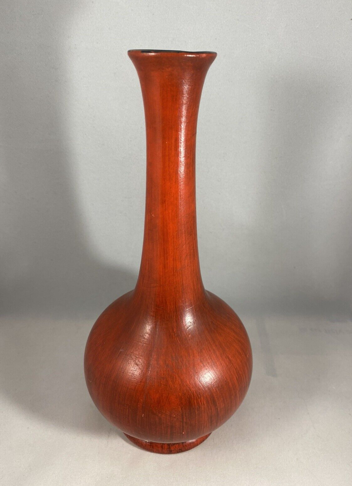Royal Haeger Orange Black Vintage Onion Bulb Bud Vase Art Pottery MCM 10 1/4\