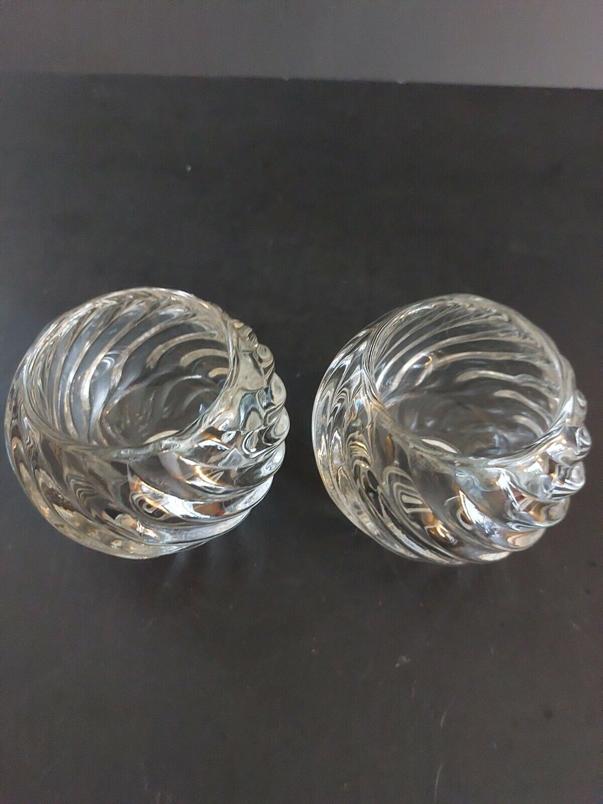 Vintage Partylite Illusions Retired Clear Tealight Candleholders Set Of 2  MINT
