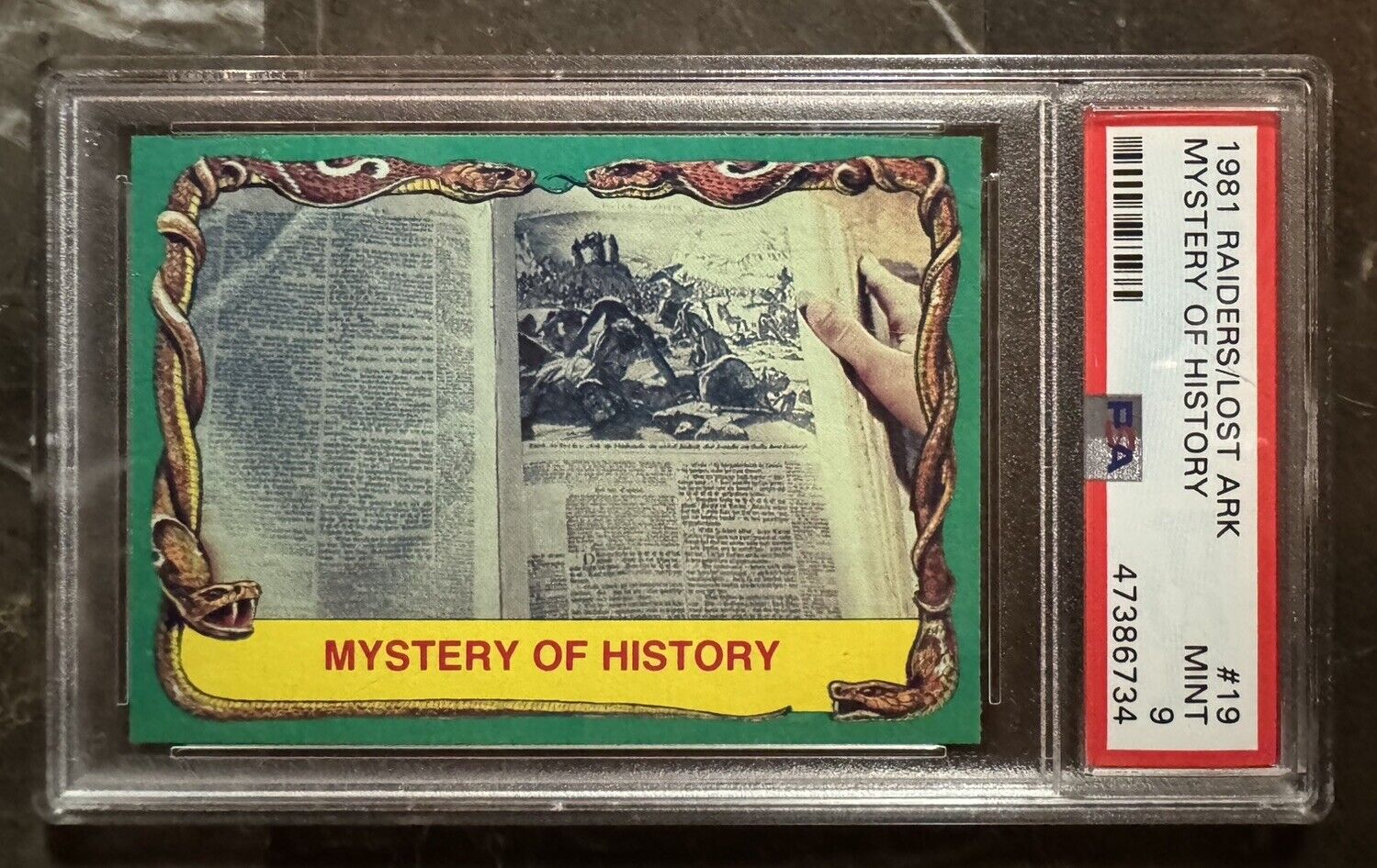 1981 Indiana Jones Raiders of the Lost Ark #19 Mystery Of History PSA 9 Mint