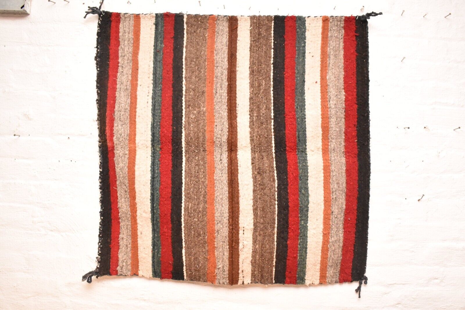 ATQ Navajo Rug Textile Native American Indian Saddle Blanket Weave 33x33 Striped