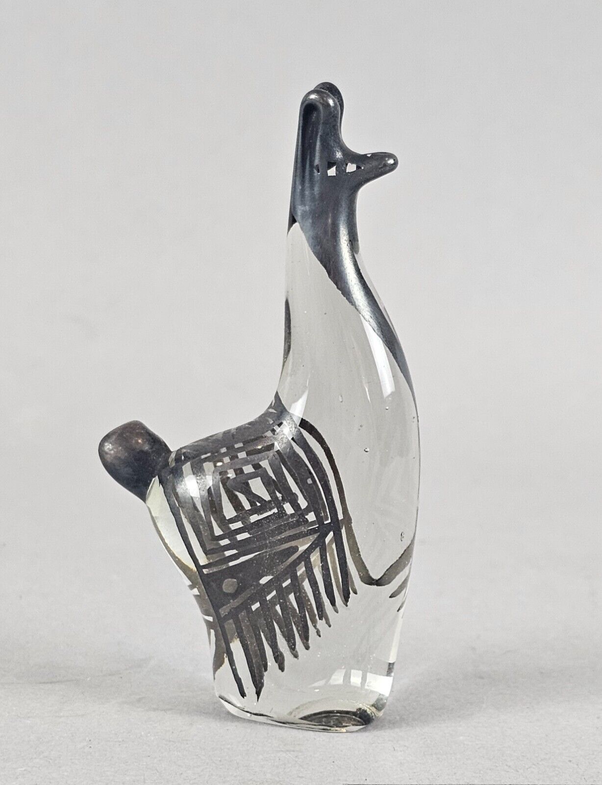 Vintage Peruvian Glass Llama Handmade Sterling Silver 950 Overlay 3.75\