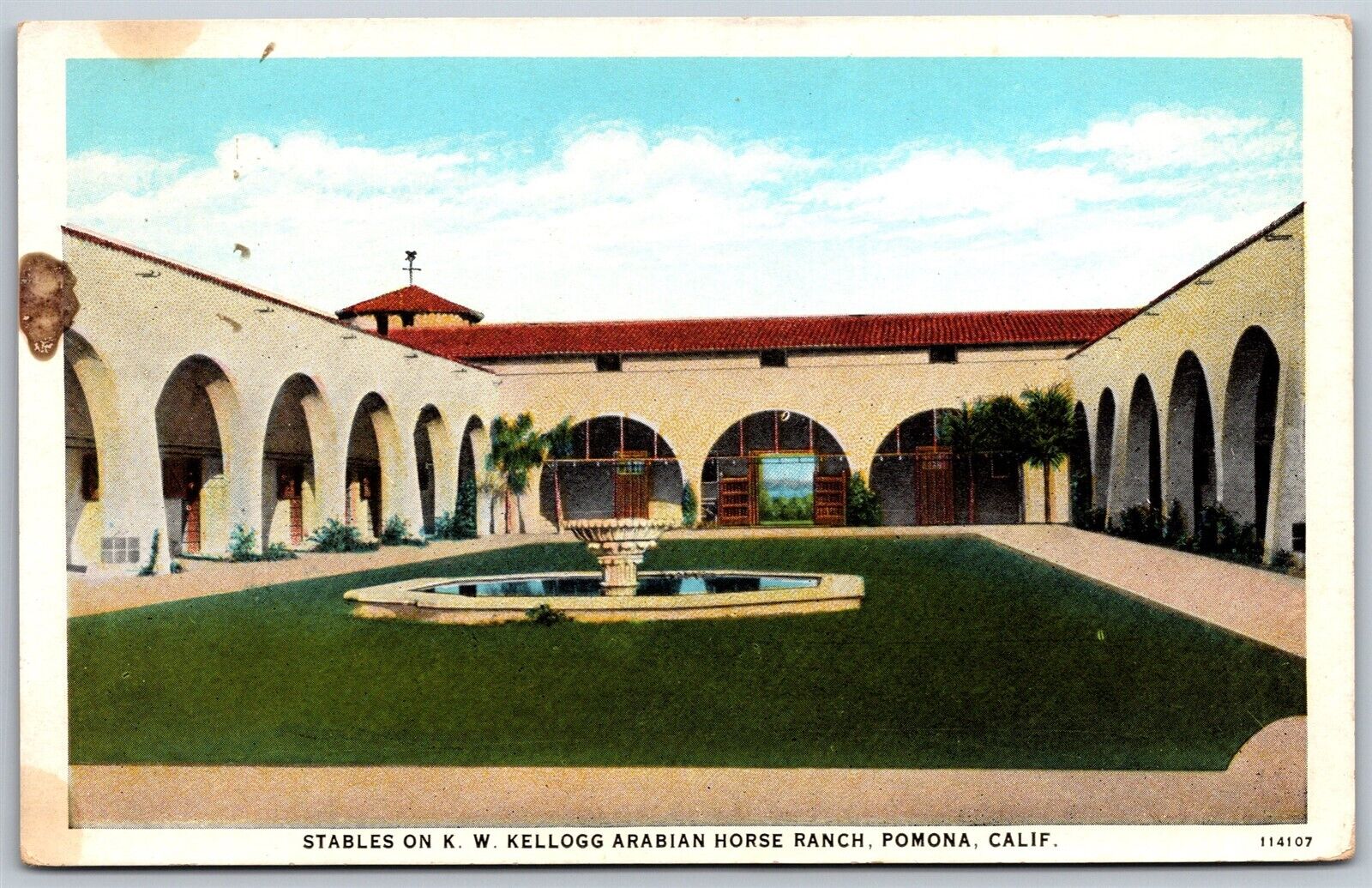Vtg Pomona California CA K.W. Stables Kellogg Arabian Horse Ranch 1920s Postcard