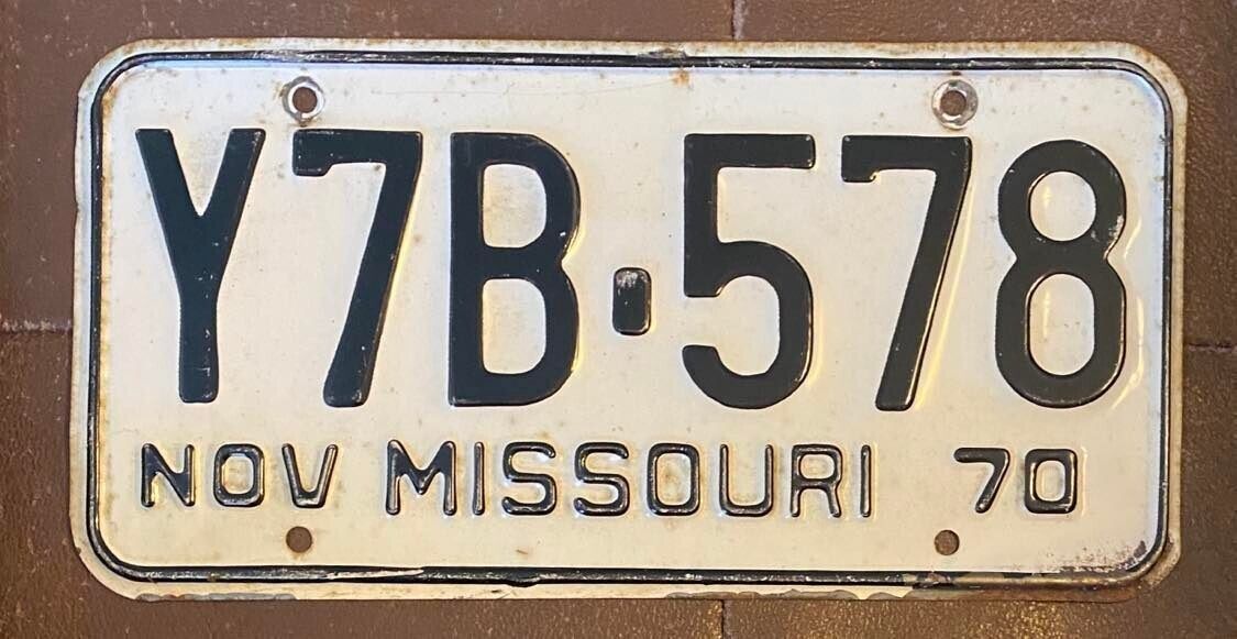 Missouri 1970 License Plate # Y7B-578