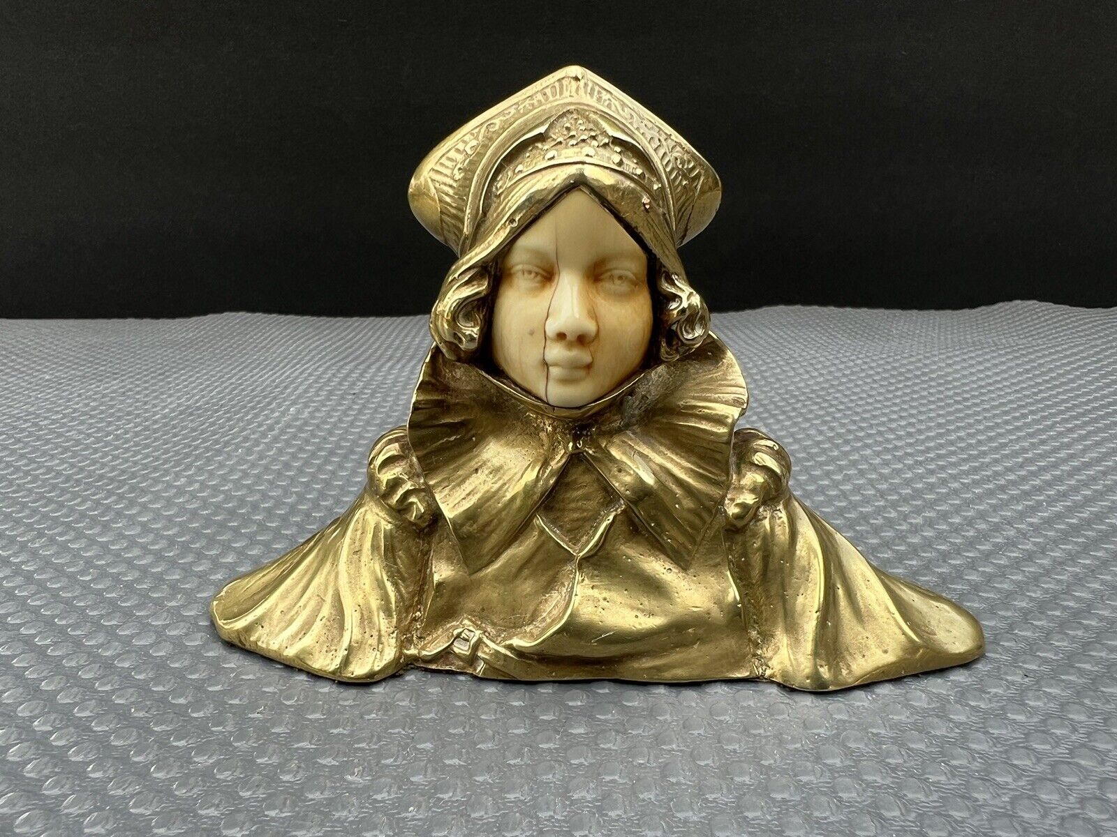 Antique Paris Art Nouveau Gilt Bronze Bust Louchet Ciseleur
