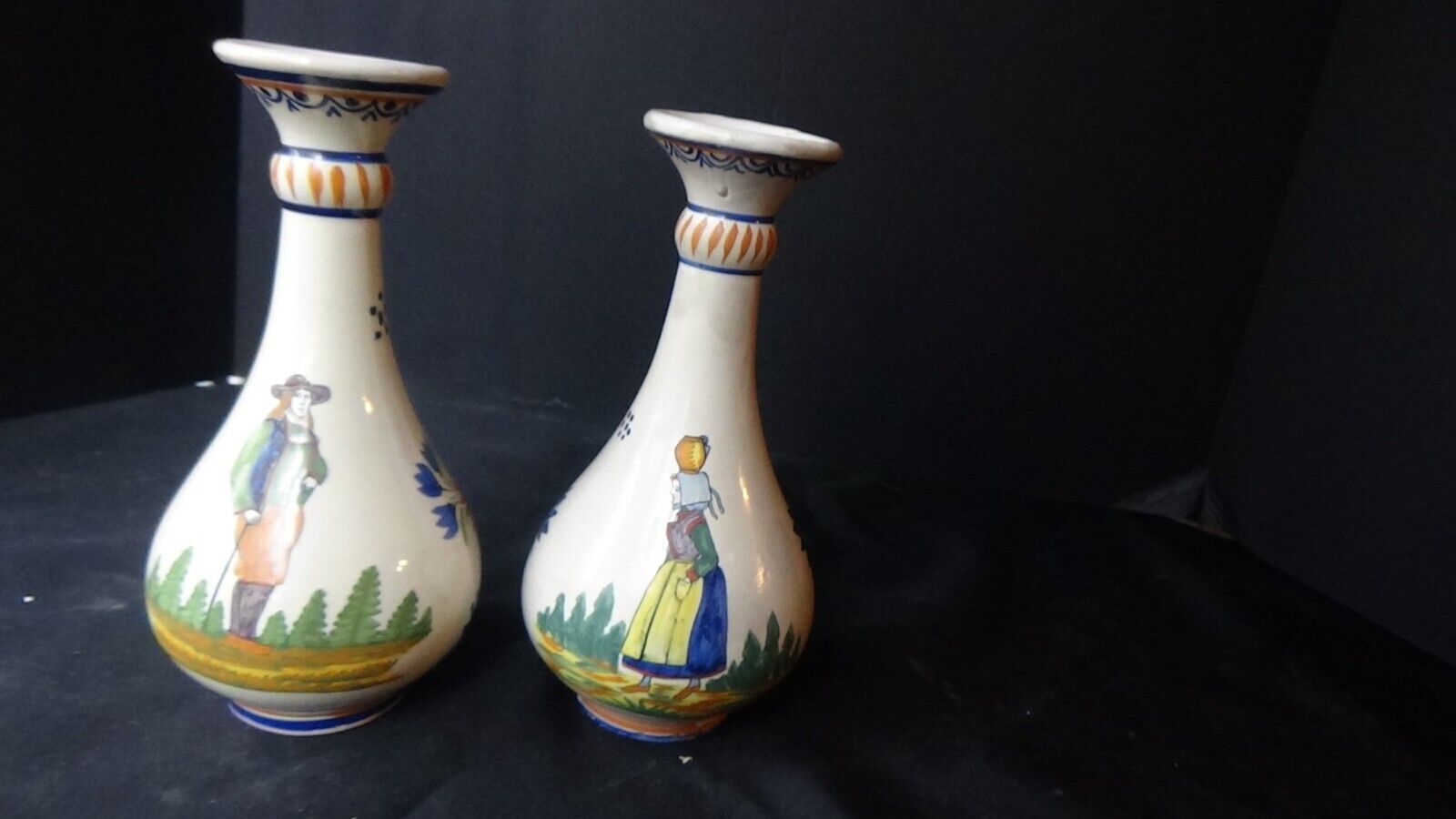 A Lovely Pair of French Quimper Vases