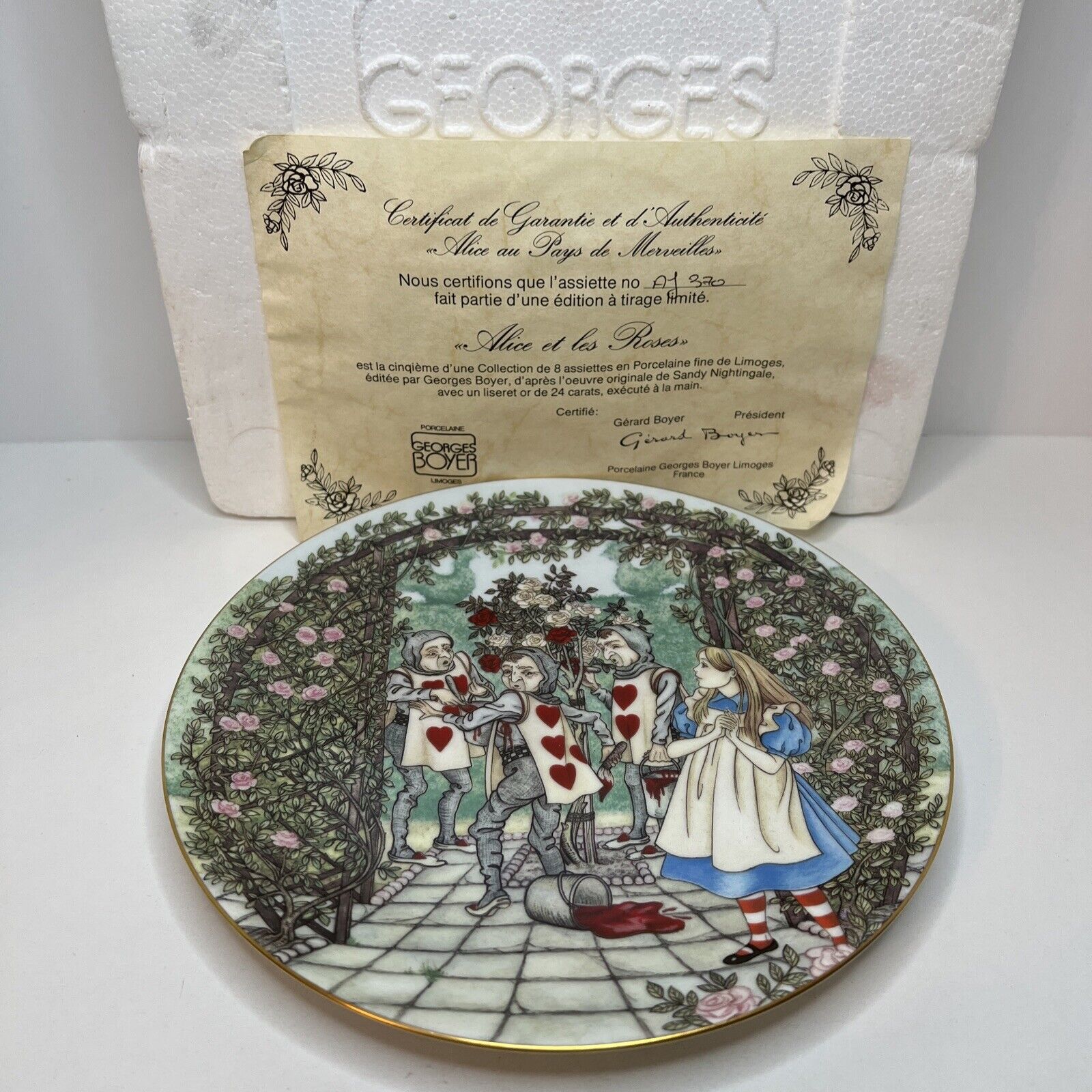 Vintage 1981 Georges Boyer Alice And The Roses Alice in Wonderland Plate