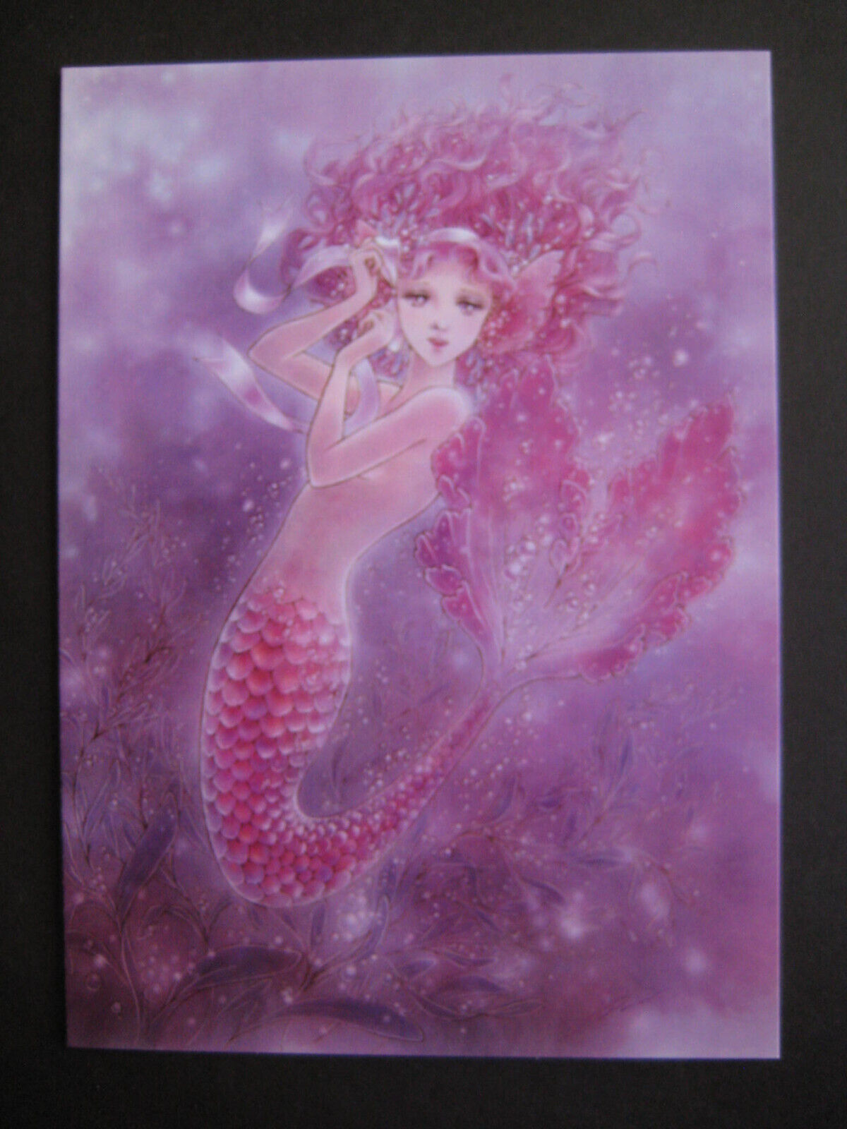 UNUSED 2012 vintage greeting card Zazzle BLANK Pink Ribbon Mermaid