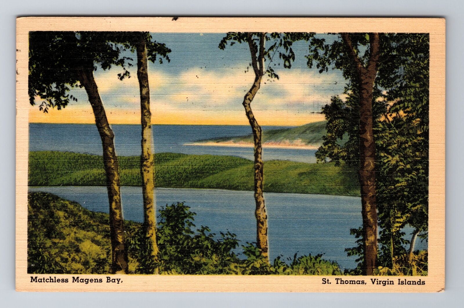 St Thomas- Virgin Islands, Matchless Magens Bay, Antique, Vintage c1952 Postcard