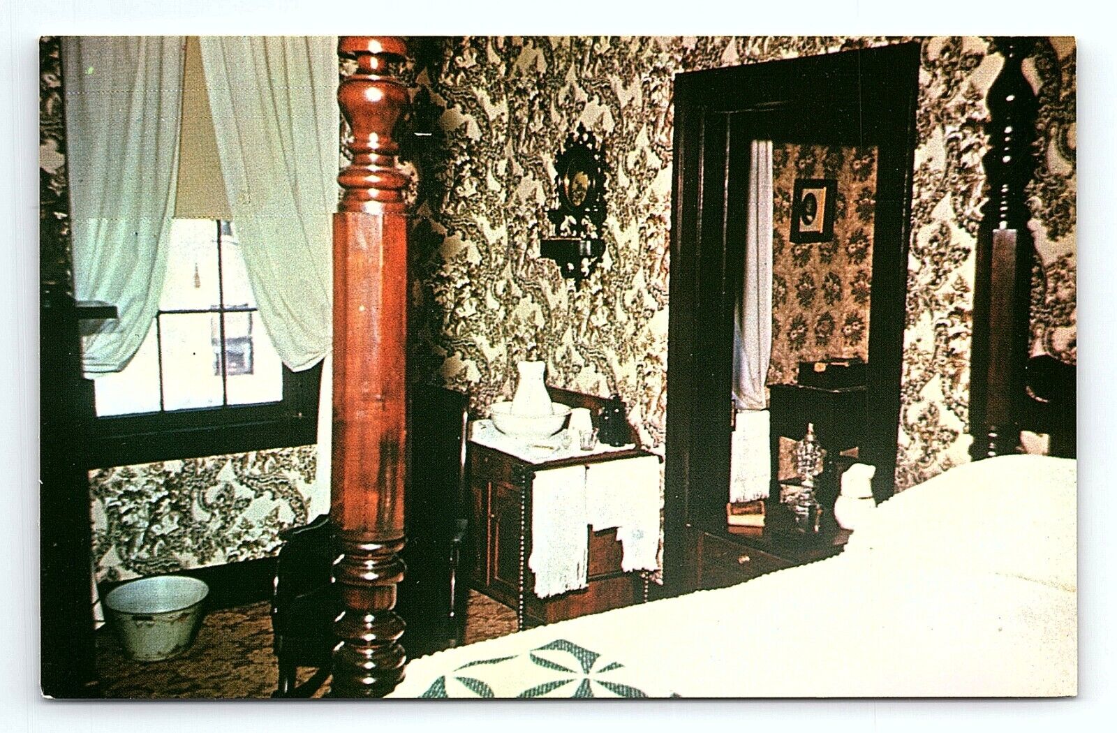 Lincoln\'s Bedroom Lincoln\'s Home Springfield Illinois Vintage Postcard