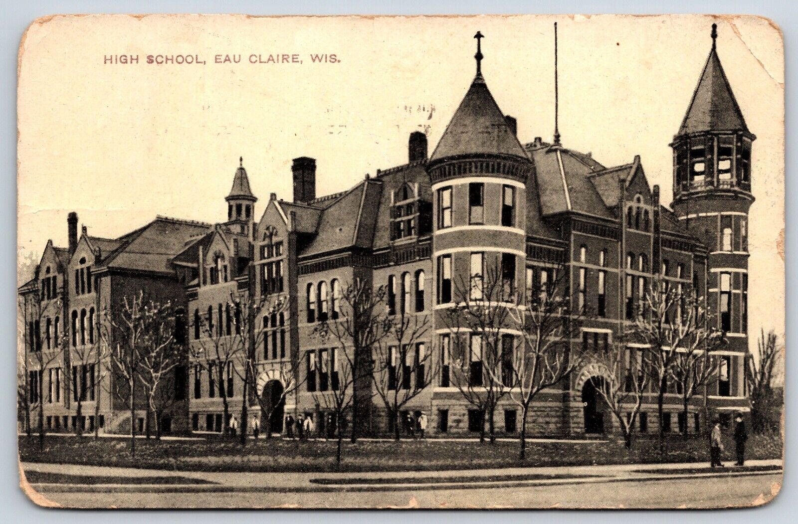 Postcard High School Eau Claire Wisconsin Posted 1909