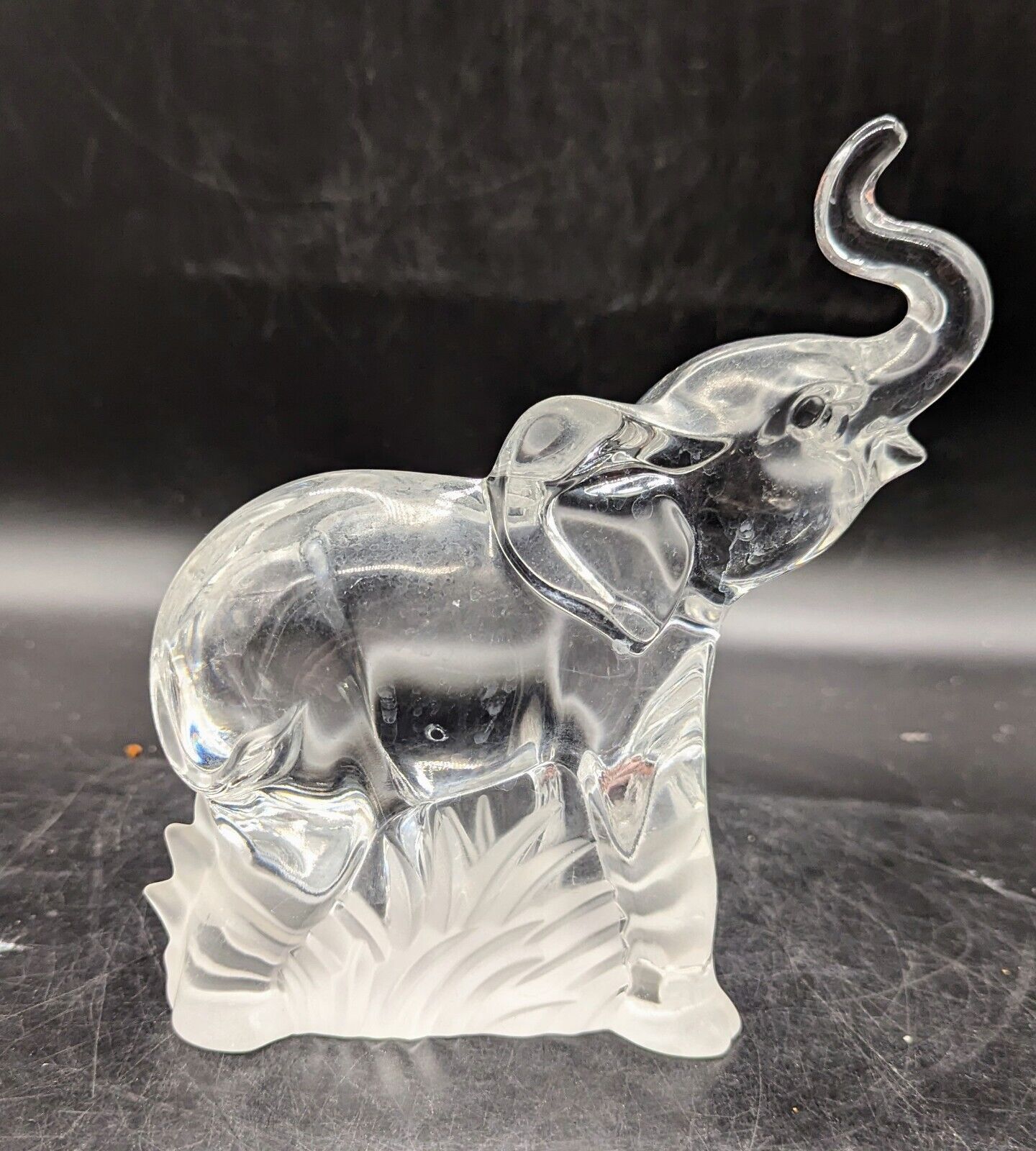Vintage Lenox Fine Clear Crystal Elephant Figurine Made in Germany Trunk Up 7\