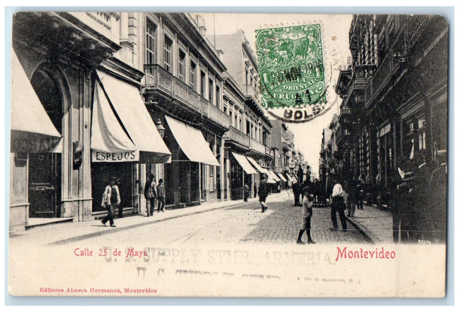 1905 Scene at 25 De Mayo Street Montevideo Uruguay Antique Posted Postcard