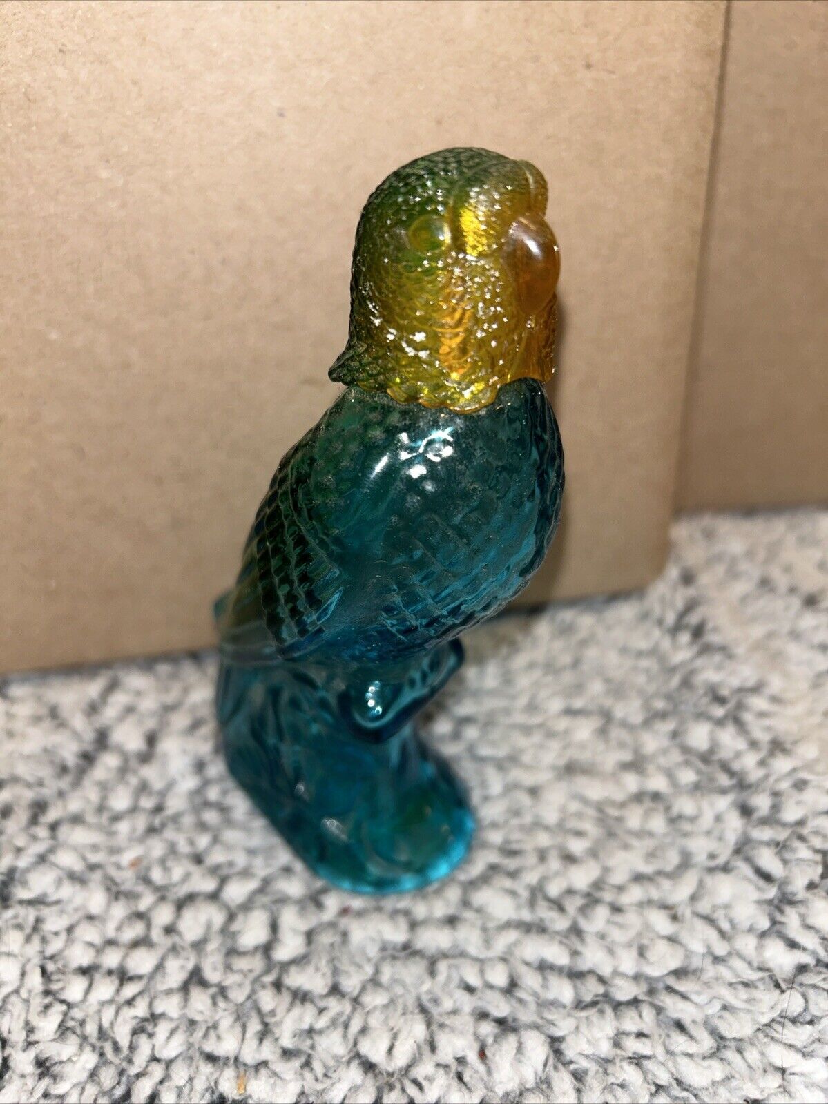 VTG Avon Island Parakeet Perfume Bottle 1.5 oz Empty Blue Bird Glass Decanter