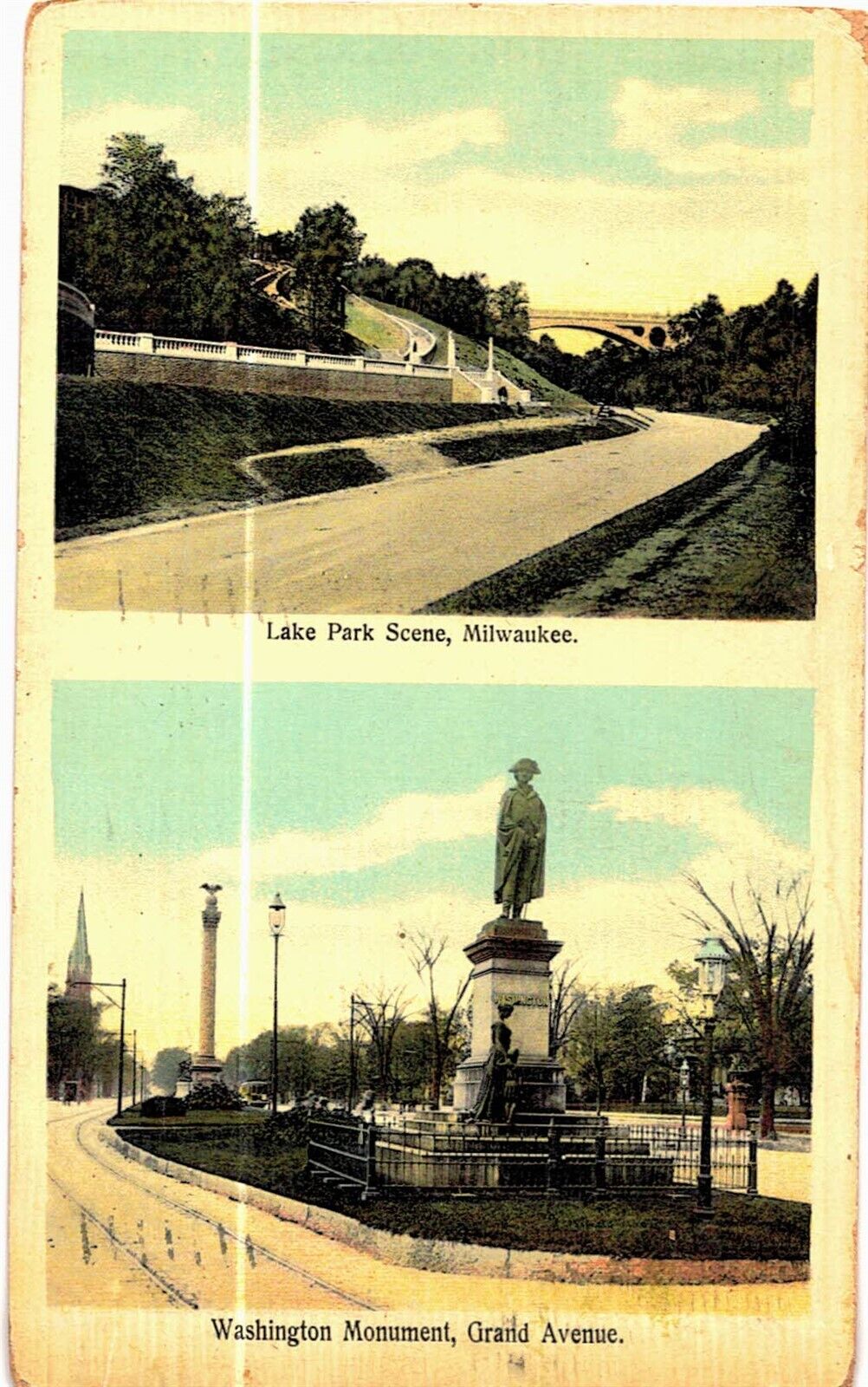 Milwaukee Washington Monument Grand Ave Lake Park Scene Multi View 1910 WI