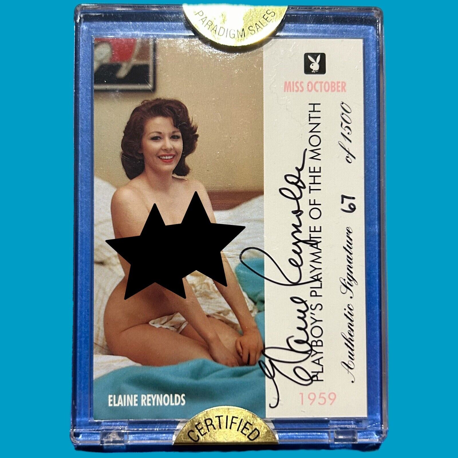 Playboy Centerfold Card October Set ELAINE REYNOLDS AUTOGRAPH CARD #67/1500