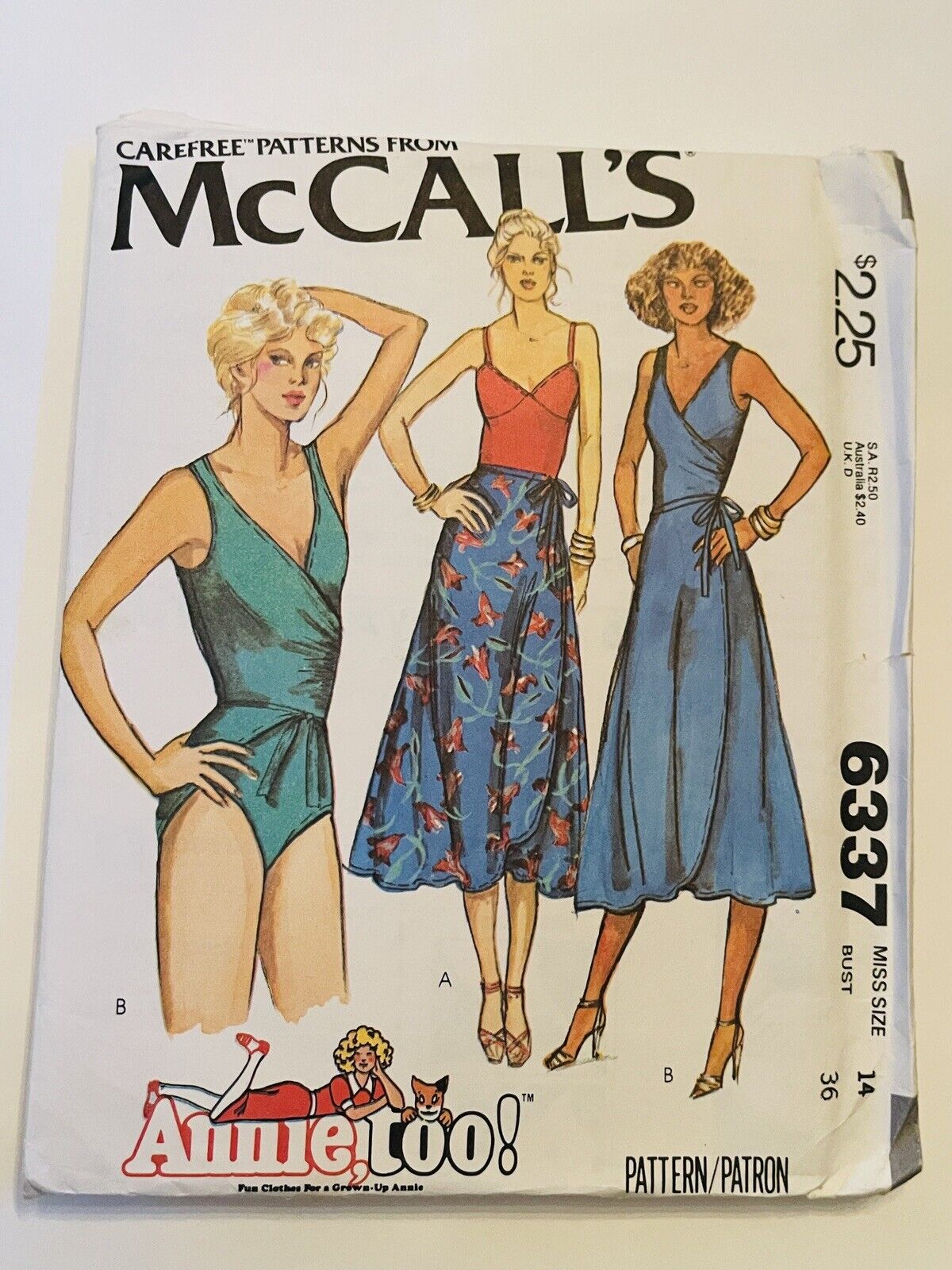 Vintage 70's McCall's Pattern Annie Too #6337 Bodysuit & Wrap UNCUT Sz 14  36