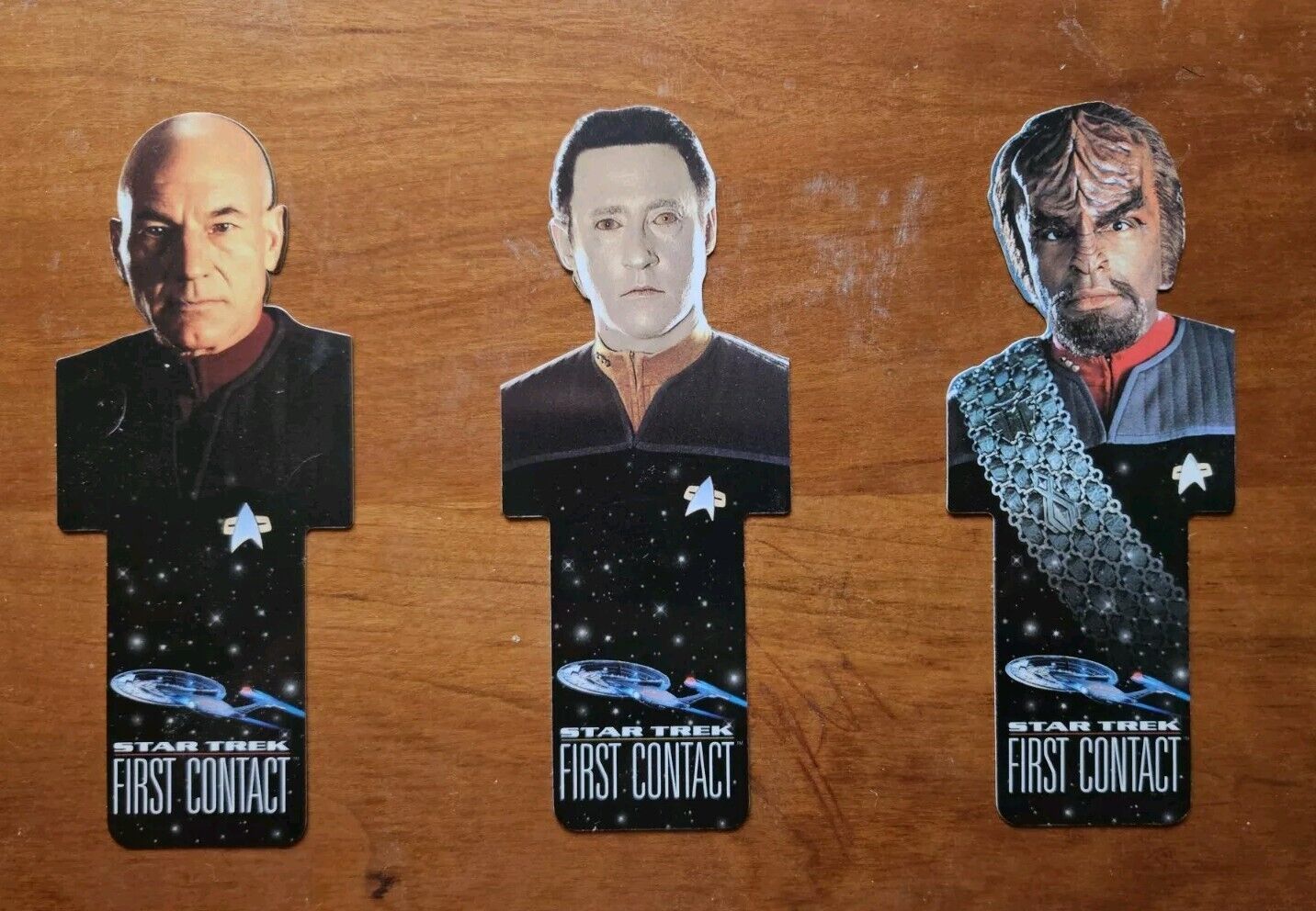 Star Trek First Contact Bookmarks - Lot of 3 - Picard, Data, Worf