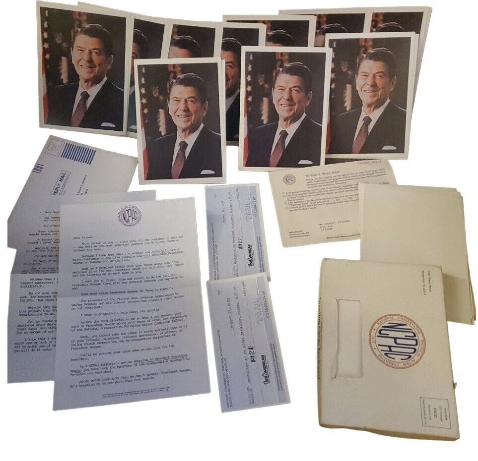 10 President Ronald Reagan Campaign NCPAC Greeting Card 1984 With Letter RARE