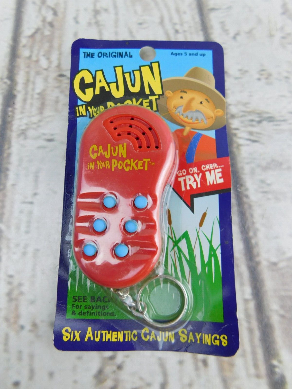 Vtg Emanation Keychain Cajun In Your Pocket 6 Authentic Cajun Sayings (Sound)