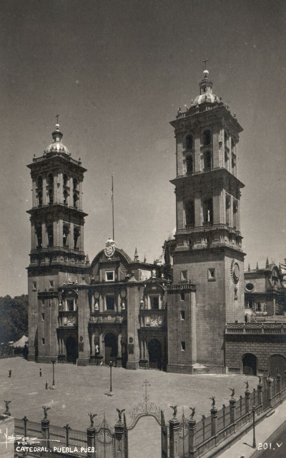 Vintage Postcard 1900s Cathedral Roman Catholic Church Catedral Puebla Mex. RPPC