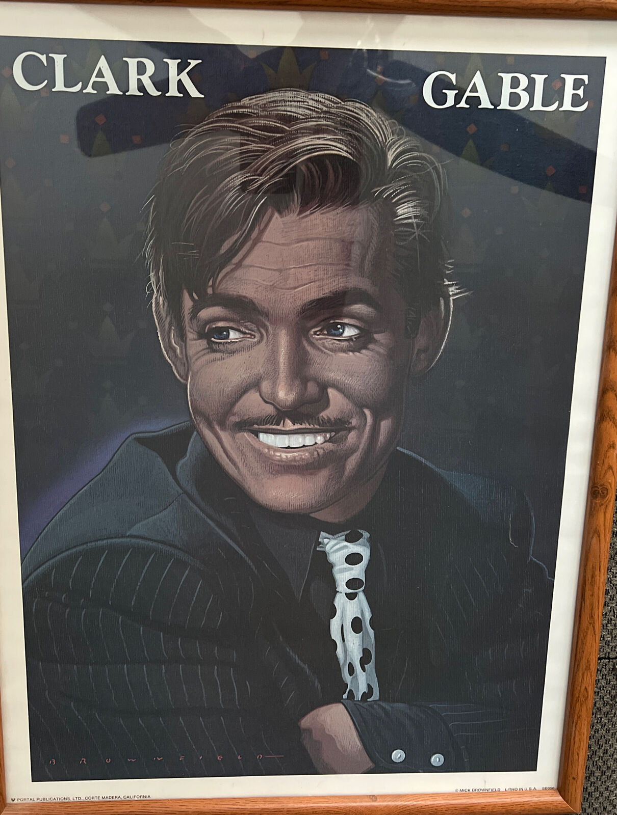 Clark Gable Litho Framed Portrait 25x 19