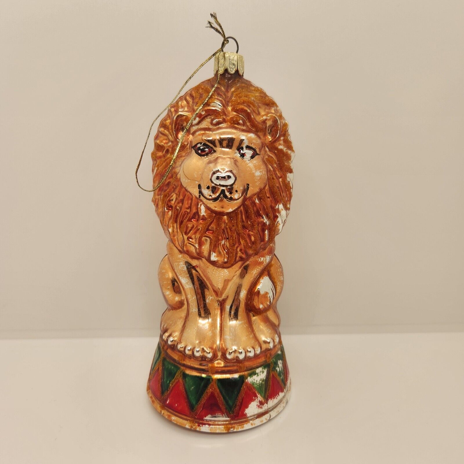 Huge Circus Lion Blown Glass Christmas Ornament