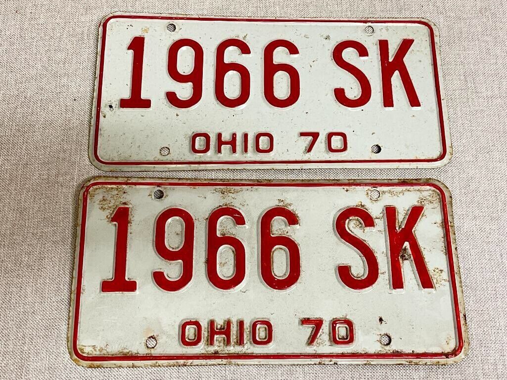 1970 Pair  State Of Ohio Metal License Plates