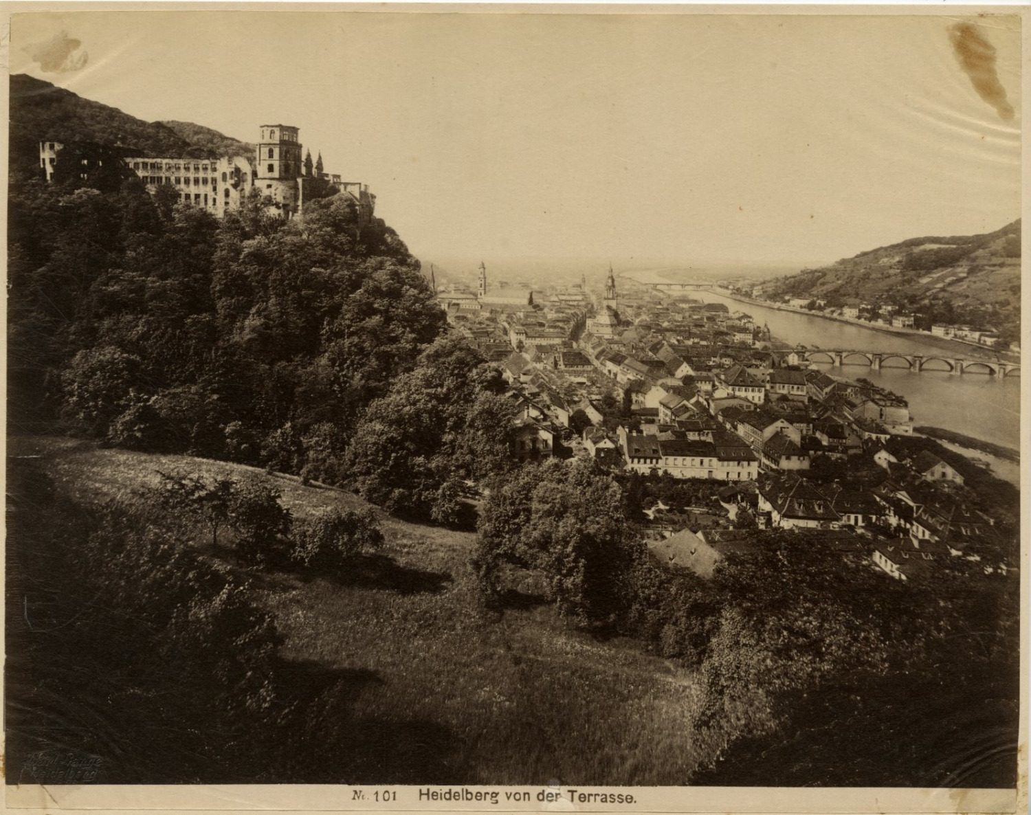 Carl Lange, Germany, Heidelberg, Vintage Albumen Print Print Print a
