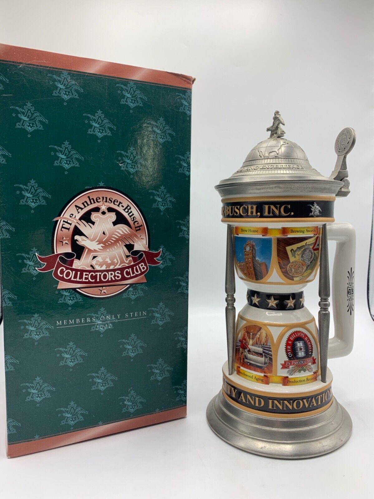 BUDWEISER Collectible Beer Stein History of Quality and Innovation w COA