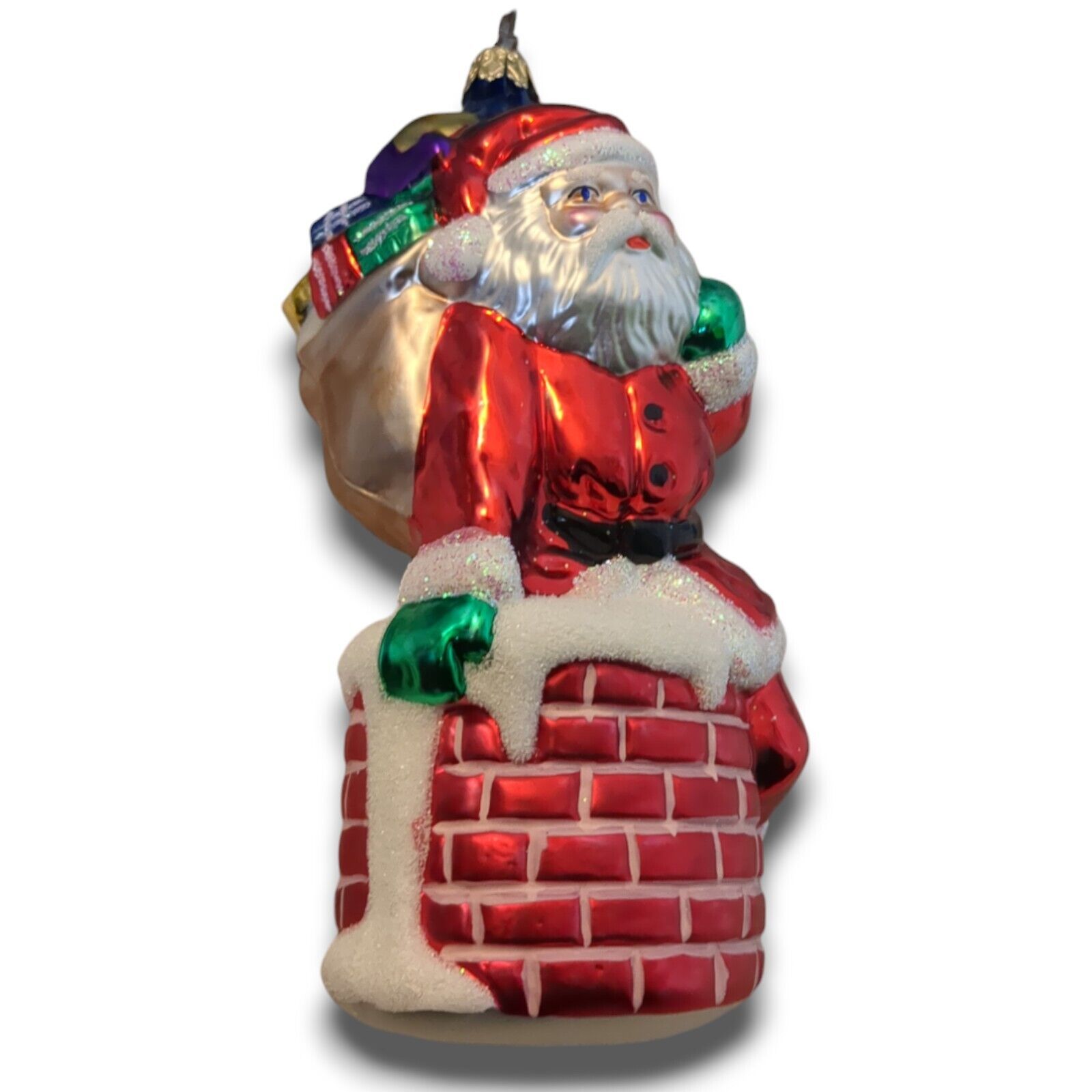 Old World Christmas Inge Glas Santa Going Down Chimney