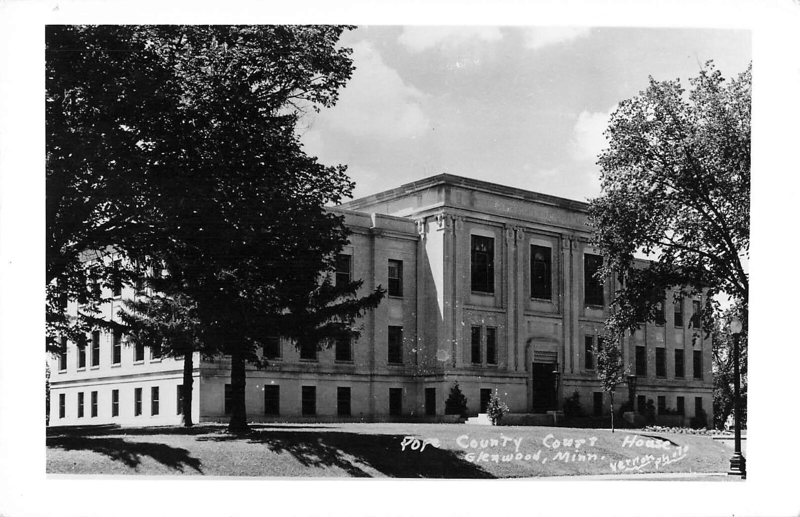 RPPC Pope County Courthouse Building, Glenwood, Minnesota Real Photo Postcard