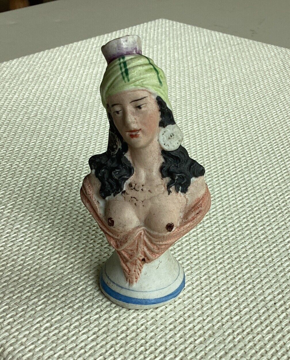 Antique NAUGHTY SQUIRTER  CLEOPATRA OR GYPSY PERFUME Painted Bisque German