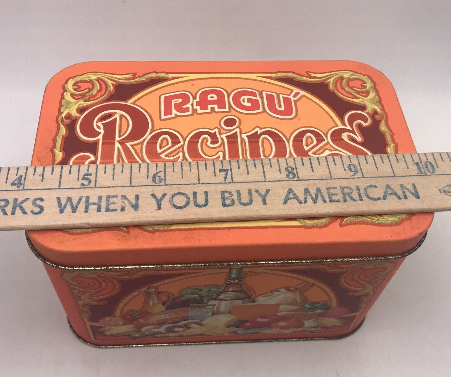Ragu Spaghetti Sauce Recipe Tin Metal File Box England Vintage