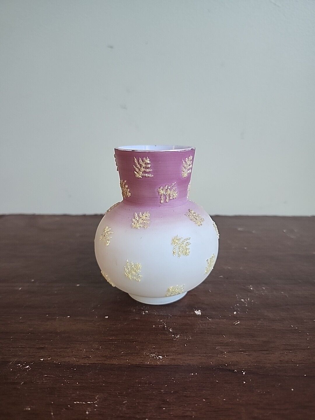 Antique Coralene Miniature Glass Vase 