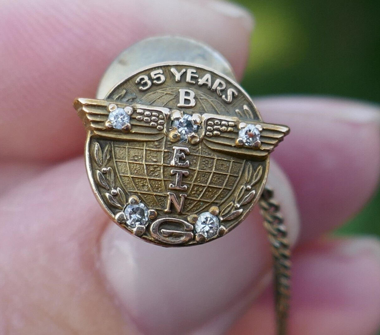 Vintage BOEING 35 Year 1/10-10k & Diamond Employee Service Pin Tie-tac