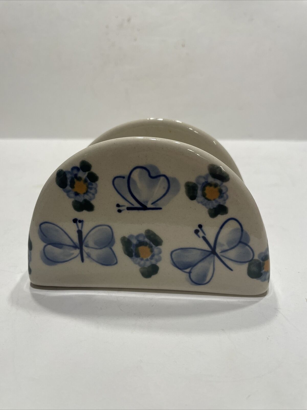 Polish Pottery Kalich Unikat Small Napkin Envelope Holder Butterflies Signed