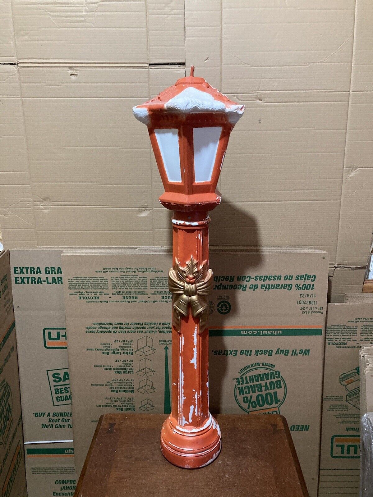 Rare Hard To Find Poloron Blowmold 45” Red Lamp Post Christmas Blow Mold