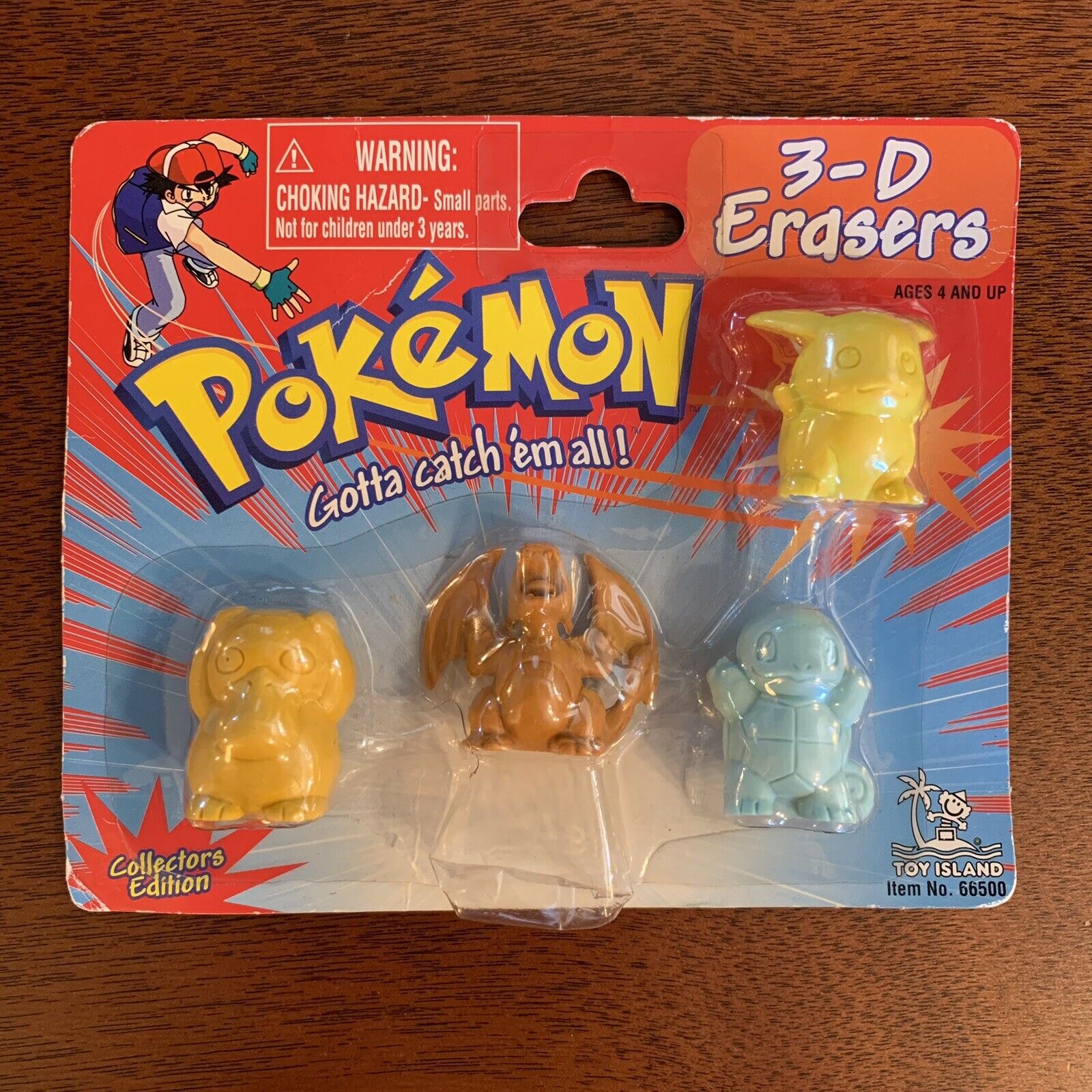 Pokemon 3-D Erasers Keshi Set #66500 VTG 1999 Psyduck Charizard Squirtle Pikachu